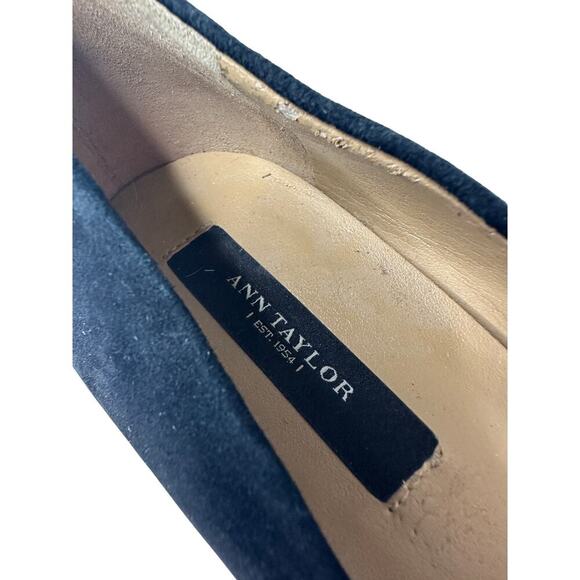 Ann Taylor Size 8 Black Suede Sparkle Glitter Block Heel Cocktail Office Party - Picture 5 of 11